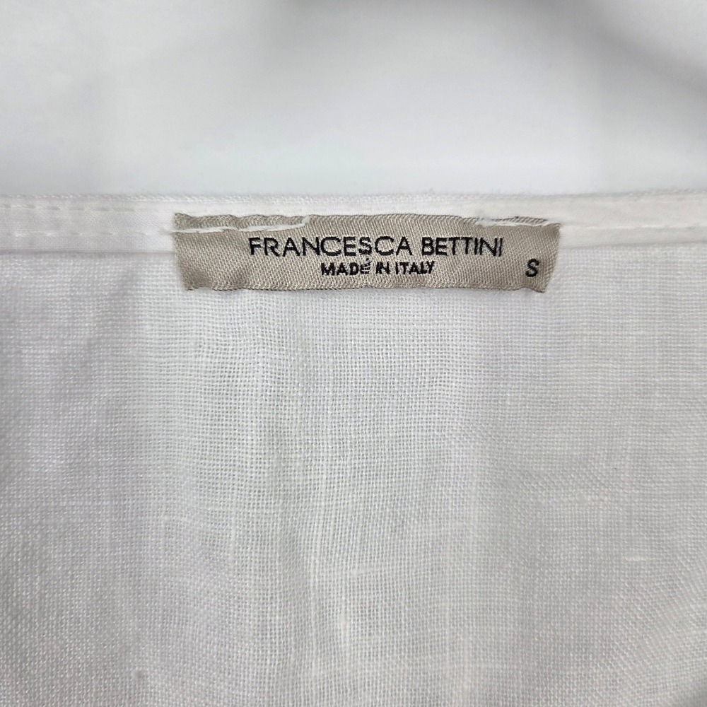 Francesca Bettini Linen Top Womens Small Made In Italy White Lagenlook Neutral - Picture 5 of 7